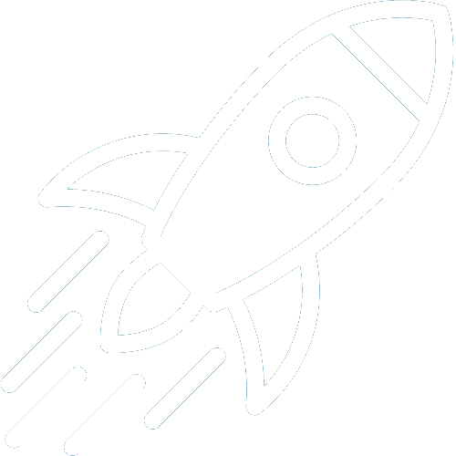 Illustration of a rocket taking off, symbolizing the mission of 'Turn Around Toys' to give new life to unwanted toys.