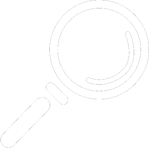 A magnifying glass icon in white, symbolizing search or focus.